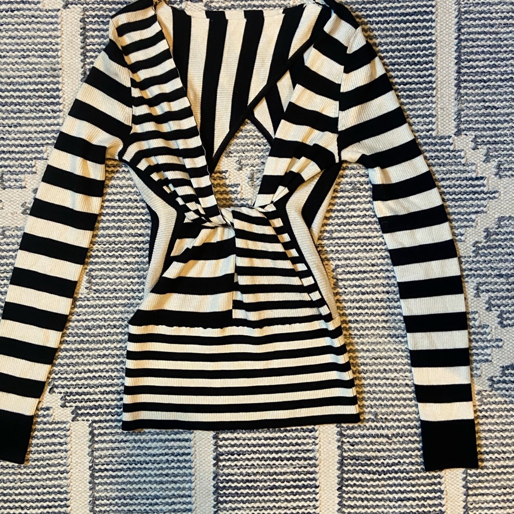 TOME Collective Size Small Striped Black and White Merino Sweater